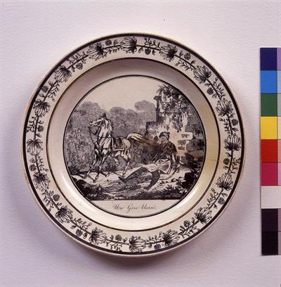 &quot;Un Grec blesse&quot;. &quot;Ο λαβωμένος Έλληνας&quot;. Πιάτο με φιλελληνική παράσταση του Charles-Henri Loeillot-Hartwig, κατασκευασμένο από το εργοστάσιο Choisy, Γαλλία, [1826-1830].