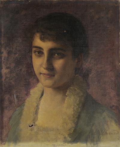 Προσωπογραφία της Ελίζα Νικ. Λουριώτη, ελαιογραφία σε μουσαμά του L. Durand.