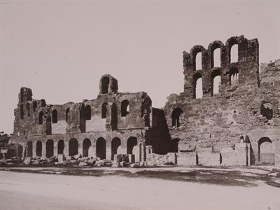 General view of the southern facade of the Odeon of Herodes Atticus in Athens. Photograph by Romaidis brothers, c. 1890.