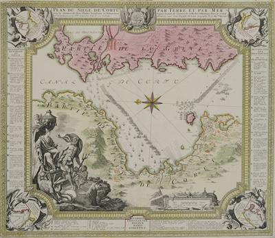 &quot;PLAN DU SIEGE DE CORFU PAR TERRE ET PAR MER avec la situation de deux Flottes Venitienne et Ottomanne depuis le jour de L&#039; entree de celle des Ottomans dans le canal le 5me de Juillet jusqu&#039; au 26me d&#039; Aout 1716 jour de sa retraite&quot;. Απεικόνιση των θέσεω