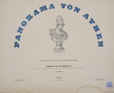 Η Θεά Αθηνά. Σελίδα τίτλου του λευκώματος &quot;Panorama von Athen&quot;, Μόναχο, 1841&quot;. Λιθογραφία, του Ferdinand Stademann, 1841.