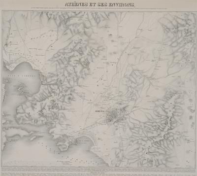 &quot;Athenes et ses environs&quot;. Χάρτης της Αθήνας και των περιχώρων. Λιθογραφία του Jean Adolphe Sommer (;). Από το λεύκωμα του Ferdinand Stademann &quot;Panorama von Athen&quot;, Μόναχο, 1841.