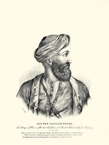 Ο Τούρκος Ναύαρχος Καρά Αλή (Νουαΐχ Ζααδέ) Καπουδάν Πασάς, ο καταστροφέας της Χίου κατά την Ελληνική Επανάσταση. Λιθογραφία του Adam Friedel από το λεύκωμα &quot;The Greeks. Twenty four portraits, (in four  parts of six portrtaits each), of the principal leade