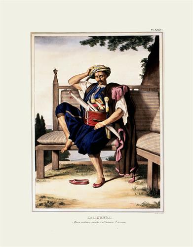 Καλιοντζής, αξιωματούχος του οθωμανικού ναυτικού. Επιζωγραφισμένη λιθογραφία του Louis Dupre από το λεύκωμα &quot;Voyage a Athenes et a Constantinople, ou collection de portraits, des vues et de costumes Grecs et Ottomans, peints sur les lieux, d ΄apres nature
