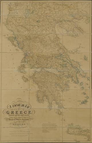 &quot;A new map of Greece constructed chiefly from original materials, in which it has been attempted to improve the ancient and modern geography of that country&quot;. Χάρτης της Ελλάδας. Ασπρόμαυρη χαλκογραφία με επιχρωματίσεις, y James Wyld, Λονδίνο, 1827.
