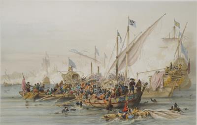 &quot;BATAILLE DE LEPANTE./ Gagnee sur les Turcs, par Don- Juan d&#039; Autriche, commandant les flottes combinees d&#039; Espagne, de Venise et du Pape. L&#039; action s&#039; engagea un peu apres  midiet se termina a la chut Espagnole Marquesa, fut blesse dans ce combat. (7 Oct