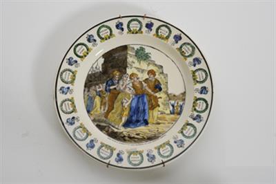 &quot;LES TURCS EMMENANT LES FEMMES ET LES ENFANTS GRECS&quot;. Τούρκοι αρπάζουν Ελληνίδες και Ελληνόπουλα. Πιάτο με φιλελληνική παράσταση του εργοστασίου Montereau, Γαλλία, 1826-1833.