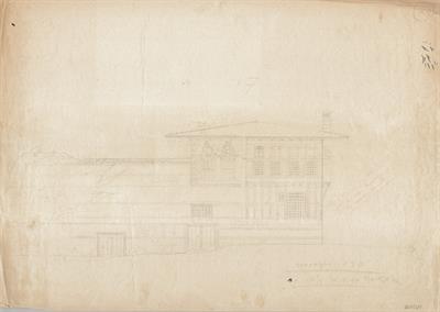Βέροια, οικία Σιόρ Μανωλάκη. Αρχιτεκτονικό σχέδιο, κάτοψη ισογείου, προσχέδιο, της Πασχαλίδου - Μωρέτη Αλεξάνδρας για τον Σύλλογο Ελληνική Λαϊκή Τέχνη, 1936