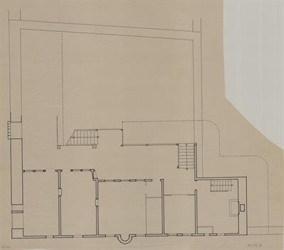 Βέροια, οικία Σιόρ Μανωλάκη. Αρχιτεκτονικό σχέδιο, κάτοψη Α&#039; ορόφου, για τον Σύλλογο Ελληνική Λαϊκή Τέχνη, 1936