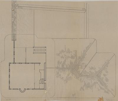 Βέροια, οικία Σιόρ Μανωλάκη. Αρχιτεκτονικό σχέδιο, κάτοψη Β&#039; ορόφου, του Δημήτρη Μωρέτη για τον Σύλλογο Ελληνική Λαϊκή Τέχνη, 1936