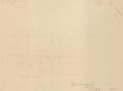 Έδεσσα, οικία Τριανταφυλλίδη. Αρχιτεκτονικό σχέδιο, τομή, προσχέδιο ημιτελές, του Σταυρίδη Θ. για τον Σύλλογο Ελληνική Λαϊκή Τέχνη, 1937