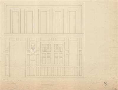 Έδεσσα, οικία Τριανταφυλλίδη. Αρχιτεκτονικό σχέδιο, εσωτερική όψη τοίχου, του Βαλάτα Γ. για τον Σύλλογο Ελληνική Λαϊκή Τέχνη, 1937