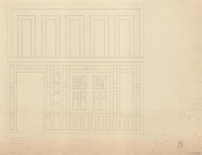 Έδεσσα, οικία Τριανταφυλλίδη. Αρχιτεκτονικό σχέδιο, εσωτερική όψη τοίχου, του Βαλάτα Γ. για τον Σύλλογο Ελληνική Λαϊκή Τέχνη, 1937
