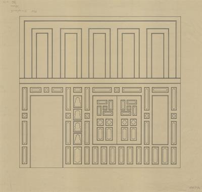 Έδεσσα, οικία Τριανταφυλλίδη. Αρχιτεκτονικό σχέδιο, όψη τοίχου, του Βαλάτα Γ. για τον Σύλλογο Ελληνική Λαϊκή Τέχνη, 1937