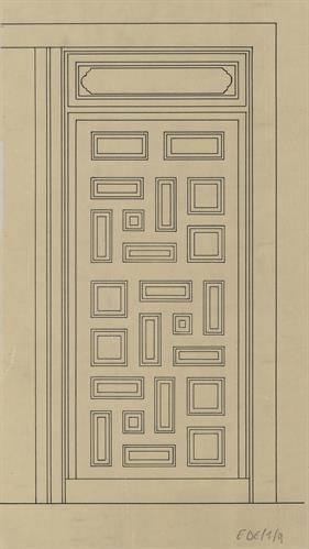 Έδεσσα, οικία Τριανταφυλλίδη. Αρχιτεκτονικό σχέδιο, όψη πόρτας, του Βαλάτα Γ. για τον Σύλλογο Ελληνική Λαϊκή Τέχνη, 1937