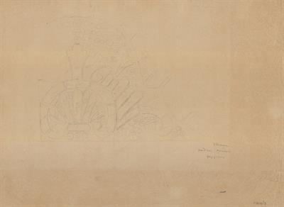 Έδεσσα, παιδικός σταθμός. Αρχιτεκτονικό σχέδιο, όψη διακοσμητικού ανθεμίου φεγγίτη, σκαρίφημα, του Σταυρίδη Θ. για τον Σύλλογο Ελληνική Λαϊκή Τέχνη, 1937