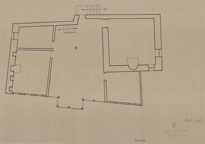 Αντάρτικο Φλώρινας, οικία Ιωάννου. Αρχιτεκτονικό σχέδιο, κάτοψη ορόφου, του Περικλή Χατζόπουλου για τον Σύλλογο Ελληνική Λαϊκή Τέχνη, 1937