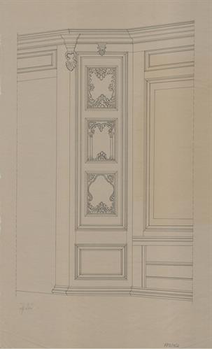 Αρδέα Πέλλης (Αριδαία). Αρχιτεκτονικό σχέδιο, όψη μεντενέδων, του Μοναστηριώτη Ν. για τον Σύλλογο Ελληνική Λαϊκή Τέχνη, 1938