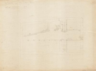 Βέροια, οικία Ρακτιβάν. Αρχιτεκτονικό σχέδιο, κάτοψη ισογείου, προσχέδιο, του Δημήτρη Μωρέτη για τον Σύλλογο Ελληνική Λαϊκή Τέχνη, 1936