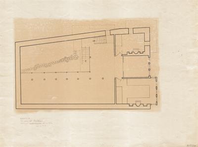 Βέροια, οικία Ρακτιβάν. Αρχιτεκτονικό σχέδιο, κάτοψη Α&#039; ορόφου, του Δημήτρη Μωρέτη για τον Σύλλογο Ελληνική Λαϊκή Τέχνη