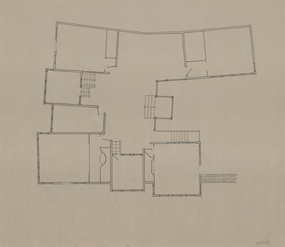 Βέροια, οικία Τσουπέλη. Αρχιτεκτονικό σχέδιο, κάτοψη (ορόφου;), του Βαλάτα Γ. για τον Σύλλογο Ελληνική Λαϊκή Τέχνη, 1937