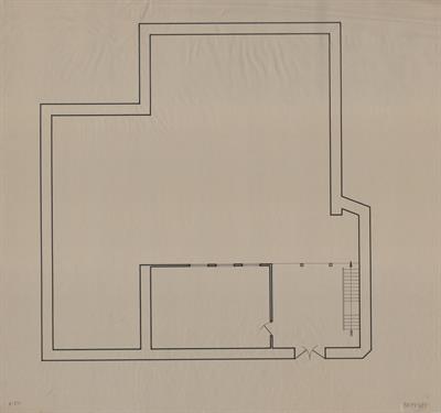 Βέροια, οικία Πολυζωίδη. Αρχιτεκτονικό σχέδιο, κάτοψη ισογείου, του Περικλή Χατζόπουλου για τον Σύλλογο Ελληνική Λαϊκή Τέχνη, 1937