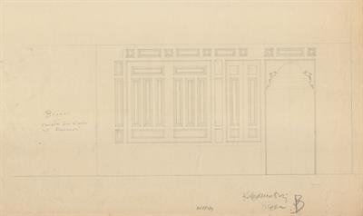 Βέροια, οικία Καρακωστή. Αρχιτεκτονικό σχέδιο, όψη μεσάντρας, προσχέδιο, του Βαλάτα Γ. για τον Σύλλογο Ελληνική Λαϊκή Τέχνη, 1937