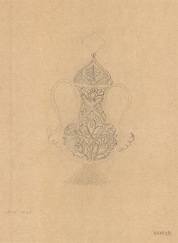 Βέροια. Αρχιτεκτονικό σχέδιο, σινί, λεπτομέρεια, προσχέδιο, για τον Σύλλογο Ελληνική Λαϊκή Τέχνη, 1937