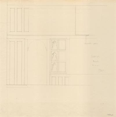 Γιαννιτσά Πέλλας. Αρχιτεκτονικό σχέδιο, όψη μεντενέδων, προσχέδιο, του Αργυρόπουλου Γ. για τον Σύλλογο Ελληνική Λαϊκή Τέχνη, 1938