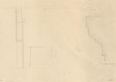Ιωάννινα, οικία Ιωαννίδη. Αρχιτεκτονικό σχέδιο, τομή εξώπορτας και λεπτομέρεια,προσχέδιο, για τον Σύλλογο Ελληνική Λαϊκή Τέχνη, 1938