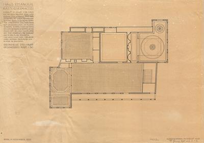 Καστοριά, οικία Εμμανουήλ. Αρχιτεκτονικό σχέδιο, αναπαραγωγή άνοψης ορόφου, του Jenny M. για τον Σύλλογο Ελληνική Λαϊκή Τέχνη, 1935