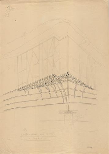 Καστοριά, οικία Εμμανουήλ. Αρχιτεκτονικό σχέδιο, σαχνισί - προοπτικό - σκαρίφημα, για τον Σύλλογο Ελληνική Λαϊκή Τέχνη, 1936