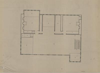 Καστοριά, οικία Σαπουντζή. Αρχιτεκτονικό σχέδιο, κάτοψη Β&#039; ορόφου, του Δημήτρη Μωρέτη για τον Σύλλογο Ελληνική Λαϊκή Τέχνη, 1936