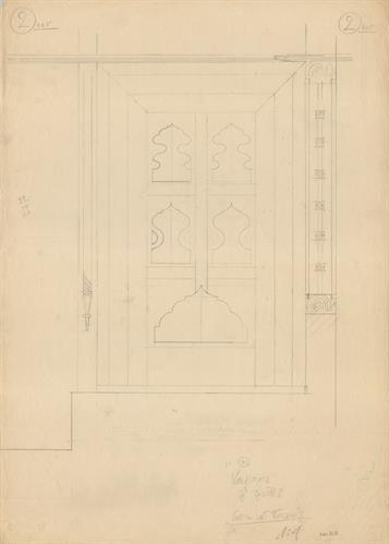 Καστοριά, αρχοντικό Σαχίνη. Αρχιτεκτονικό σχέδιο, λεπτομέρεια διακόσμησης, προσχέδιο, για τον Σύλλογο Ελληνική Λαϊκή Τέχνη, 1936
