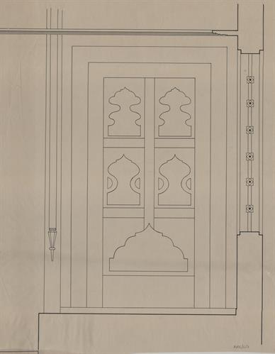 Καστοριά, αρχοντικό Σαχίνη. Αρχιτεκτονικό σχέδιο, ξυλόγλυπτο (;), για τον Σύλλογο Ελληνική Λαϊκή Τέχνη, 1936