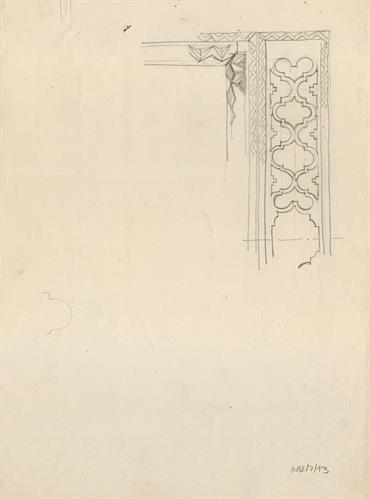 Καστοριά. Αρχιτεκτονικό σχέδιο, λεπτομέρεια διακόσμησης - σκαρίφημα, για τον Σύλλογο Ελληνική Λαϊκή Τέχνη, 1936