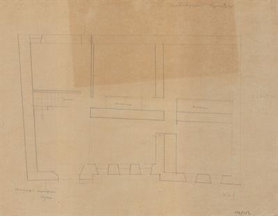 Κλεισούρα Καστοριάς, παρθεναγωγείο. Αρχιτεκτονικό σχέδιο, κάτοψη ισογείου, προσχέδιο, του Περικλή Χατζόπουλου για τον Σύλλογο Ελληνική Λαϊκή Τέχνη, 1937
