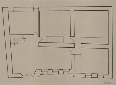 Κλεισούρα Καστοριάς, παρθεναγωγείο. Αρχιτεκτονικό σχέδιο, κάτοψη ισογείου, του Περικλή Χατζόπουλου για τον Σύλλογο Ελληνική Λαϊκή Τέχνη, 1937