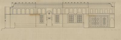 Κοζάνη, οικία Κατσικά - Βούρκα. Αρχιτεκτονικό σχέδιο, ανάπτυγμα εσωτερικού, της Πασχαλίδου - Μωρέτη Αλεξάνδρας για τον Σύλλογο Ελληνική Λαϊκή Τέχνη, 1936