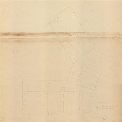 Κοζάνη, αρχοντικό Σακελλάριων (Διάφα - Πασχαλίδη - Παπαγιάννη). Αρχιτεκτονικό σχέδιο, κάτοψη ορόφου, προσχέδιο, του Δημήτρη Μωρέτη για τον Σύλλογο Ελληνική Λαϊκή Τέχνη, 1936