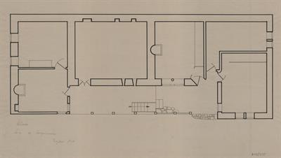 Κοζάνη, οικία Χρήστου του Ζαχαροπλάστη/Παπαλουκά. Αρχιτεκτονικό σχέδιο, κάτοψη ισογείου, για τον Σύλλογο Ελληνική Λαϊκή Τέχνη, 1936