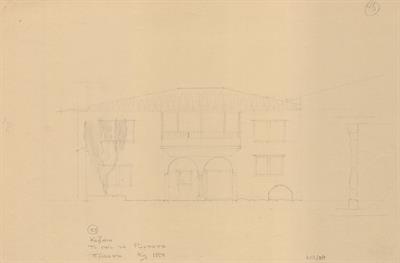 Κοζάνη, οικία Ρώμπαπα. Αρχιτεκτονικό σχέδιο, προσχέδιο πρόσοψης, για τον Σύλλογο Ελληνική Λαϊκή Τέχνη, 1936