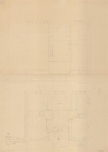 Κοζάνη, οικία Ρώμπαπα. Αρχιτεκτονικό σχέδιο, κατόψεις ισογείου και ορόφου, προσχέδιο, για τον Σύλλογο Ελληνική Λαϊκή Τέχνη, 1936