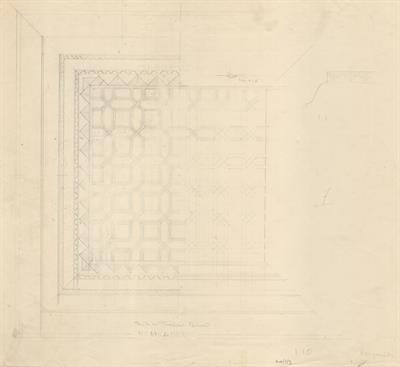Κολινδρός Πιερίας, οικία Γλυκού. Αρχιτεκτονικό σχέδιο, ταβάνι - προσχέδιο, για τον Σύλλογο Ελληνική Λαϊκή Τέχνη, 1938