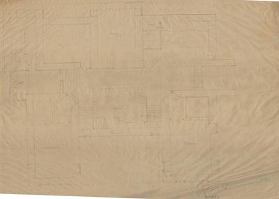 Κόνιτσα Ιωαννίνων, Παλιό Διοικητήριο(;). Αρχιτεκτονικό σχέδιο, κάτοψη ισογείου, προσχέδιο, του Δημήτρη Μωρέτη για τον Σύλλογο Ελληνική Λαϊκή Τέχνη, 1937