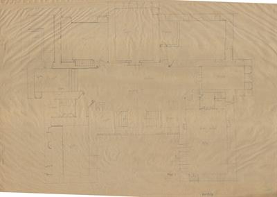 Κόνιτσα Ιωαννίνων, Παλιό Διοικητήριο(;). Αρχιτεκτονικό σχέδιο, κάτοψη ορόφου, προσχέδιο, του Δημήτρη Μωρέτη για τον Σύλλογο Ελληνική Λαϊκή Τέχνη, 1937
