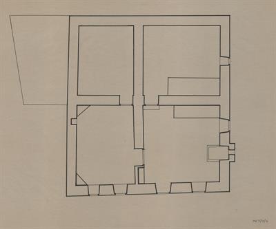 Μέτσοβο Ιωαννίνων, οικία Αβέρωφ. Αρχιτεκτονικό σχέδιο, κάτοψη ισογείου, του Βαλάτα Γ. για τον Σύλλογο Ελληνική Λαϊκή Τέχνη, 1938