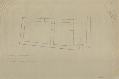 Μέτσοβο Ιωαννίνων, οικία Ποσποτίκη. Αρχιτεκτονικό σχέδιο, κάτοψη ισογείου, προσχέδιο, του Βαλάτα Γ. (;) για τον Σύλλογο Ελληνική Λαϊκή Τέχνη, 1938