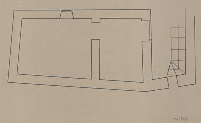 Μέτσοβο Ιωαννίνων, οικία Ποσποτίκη. Αρχιτεκτονικό σχέδιο, κάτοψη ισογείου, του Βαλάτα Γ. (;) για τον Σύλλογο Ελληνική Λαϊκή Τέχνη, 1938