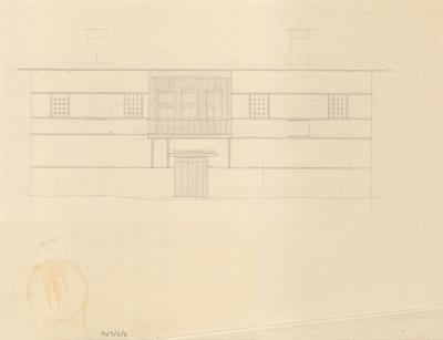 Μέτσοβο Ιωαννίνων. Αρχιτεκτονικό σχέδιο, πρόσοψη, προσχέδιο, για τον Σύλλογο Ελληνική Λαϊκή Τέχνη, 1938